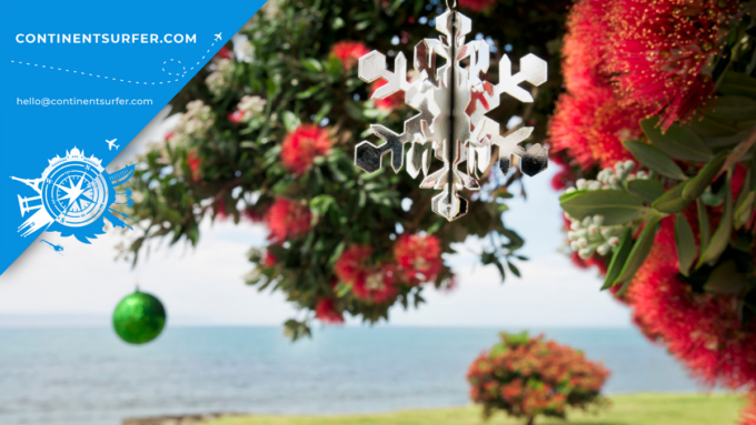 Instead of swirling snow, mulled wine and the scent of pine, you're barbecuing on a sunny beach. CHRISTMAS in New Zealand.